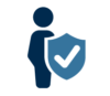 cartoon person with shield with checkmark in front graphic